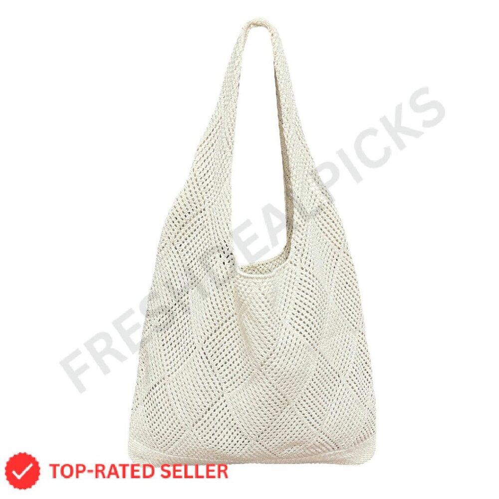 Crochet Mesh Tote Bag Handmade Boho Summer Beach Hobo Bag Aesthetic
